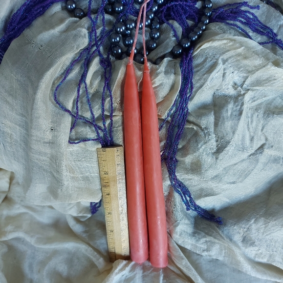 Hand dipped beeswax and soywax coral taper candles - Picture 1 of 1